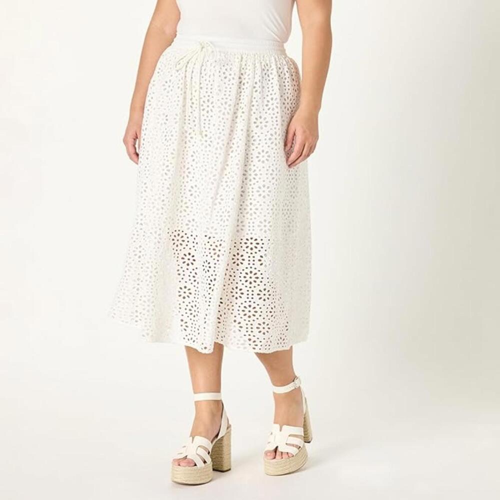 NWT The Drop Women's Giorgi Lace Full Skirt, 100% Cotton, White, 2X (20-22)
